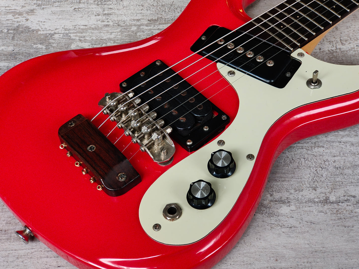 1990's Mini Mosrite Octave Guitar (Red)