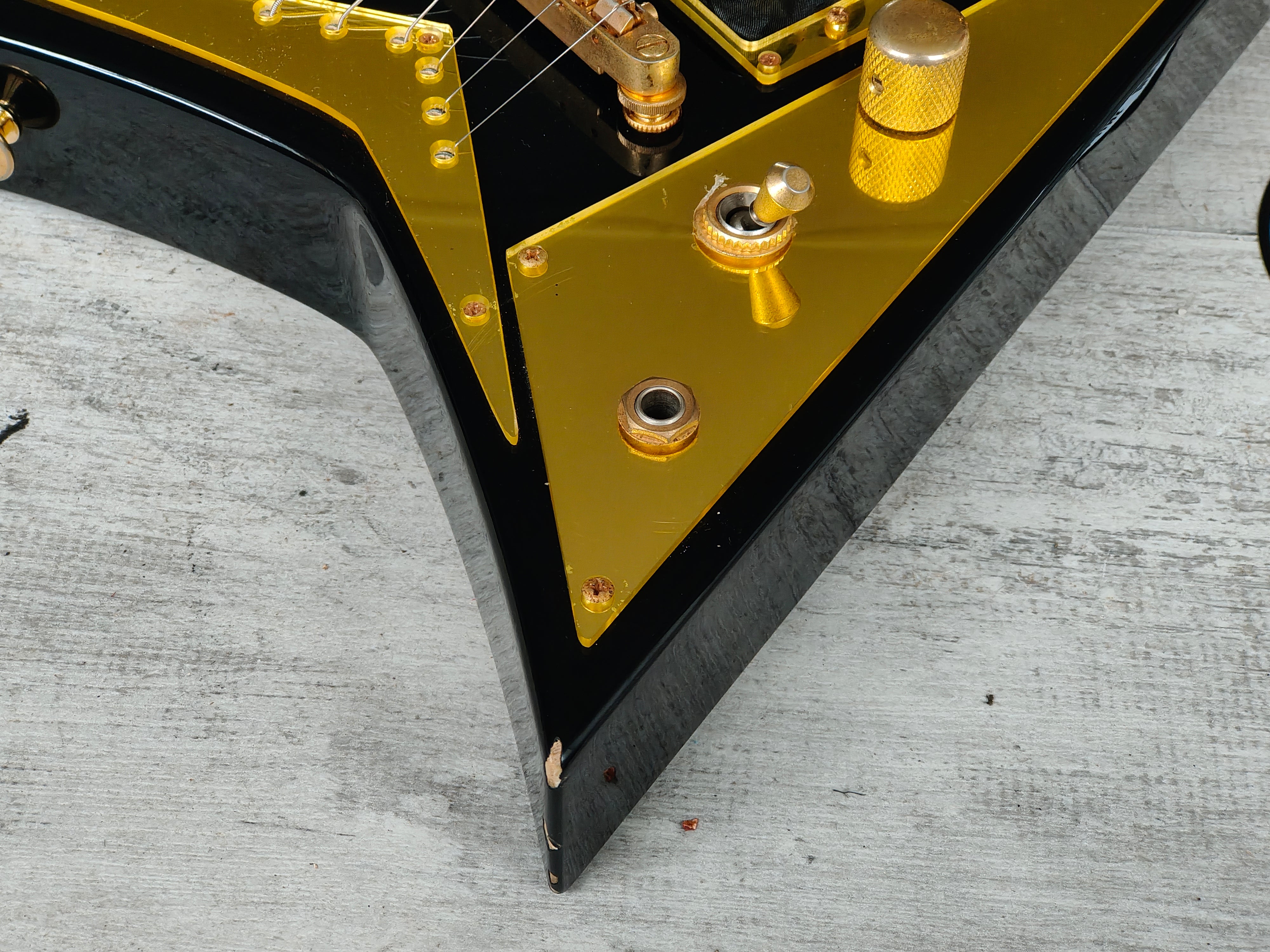 1990's Charvel (by Jackson Japan) 610-RR Short Scale Mini Randy Rhoads  Flying V (Black/Gold)