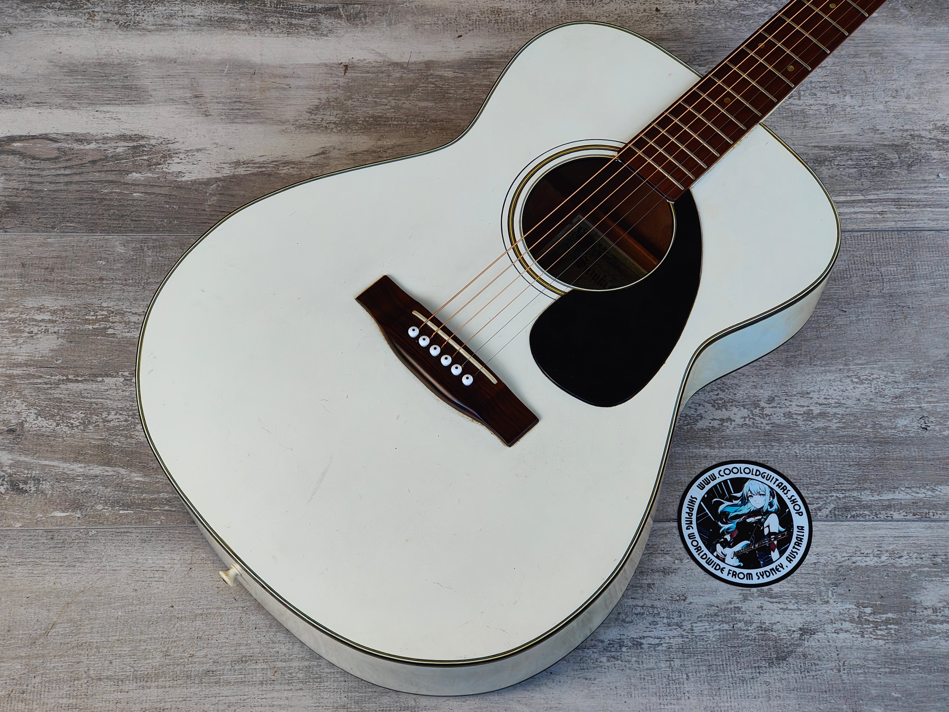 1970's Suzuki Japan F-90W Folk Acoustic Guitar (White)