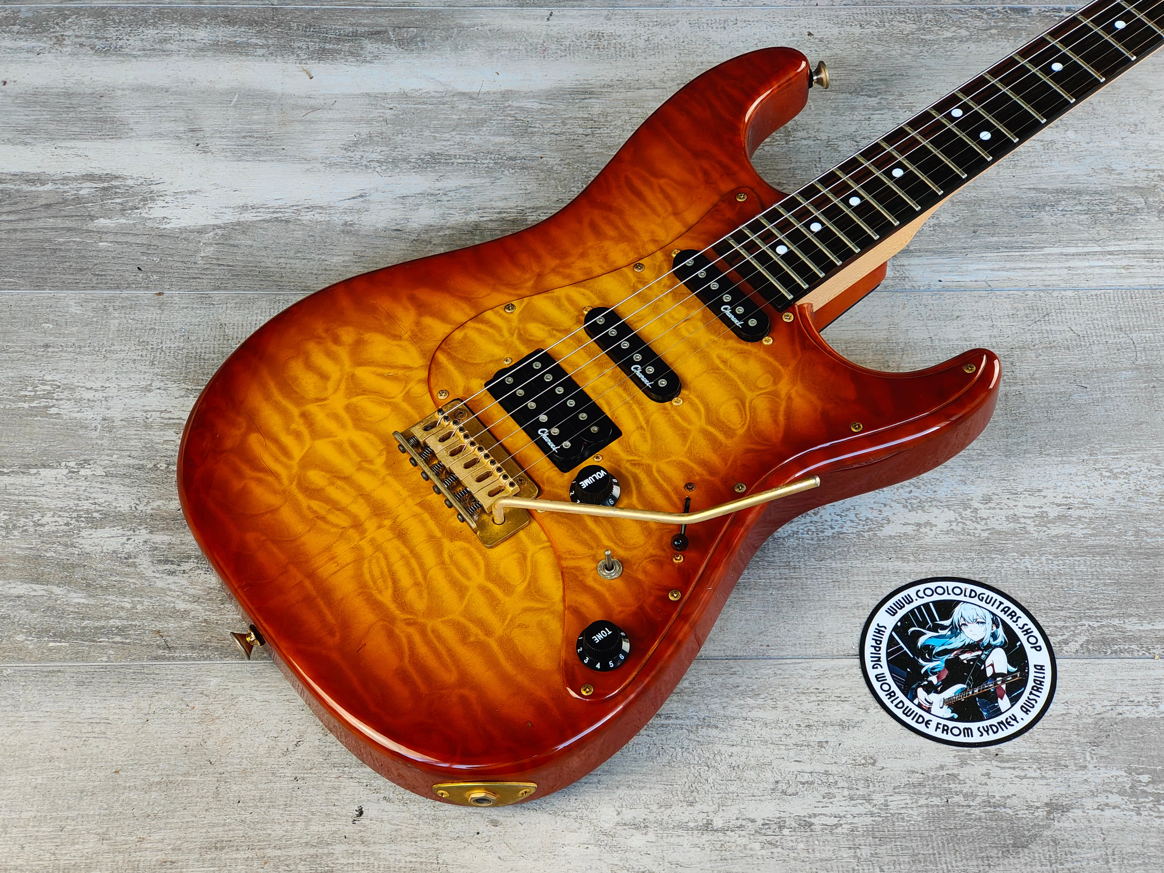 1996 Charvel Japan R-U50 Refinement Series HSS Superstrat (Violin Sunburst)