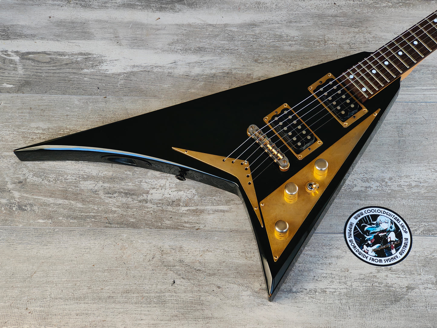 1996 Grover Jackson Japan RR.A-58 Randy Rhoads Flying V (Black/Gold)