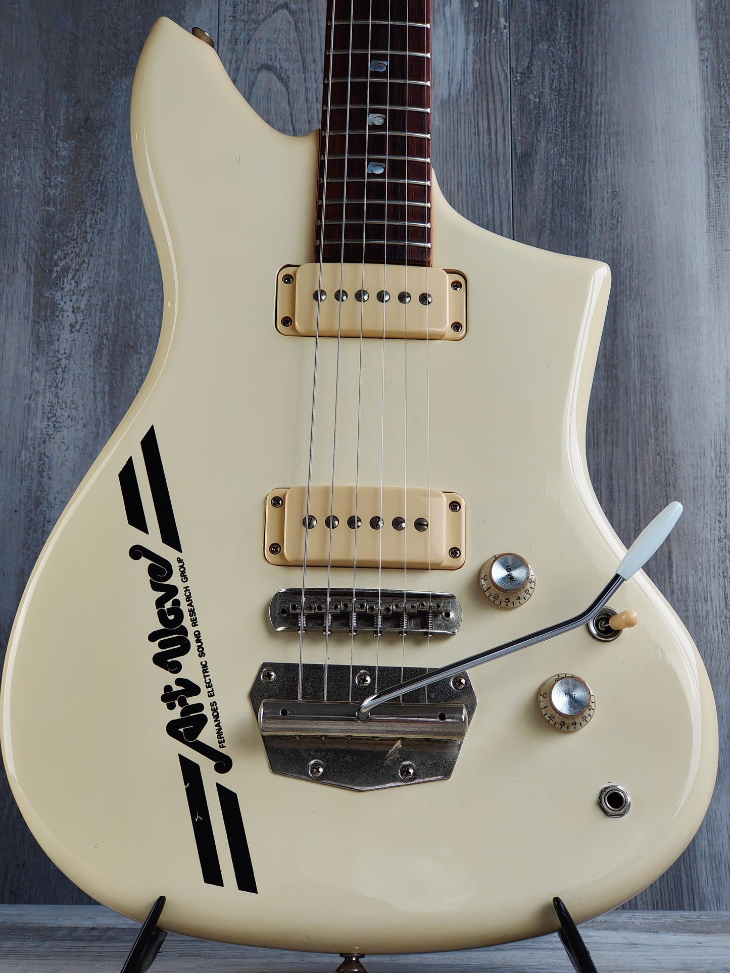 1980 Fernandes Japan V-7 "Art Wave" Mustang Style Electric Guitar (Vintage White)