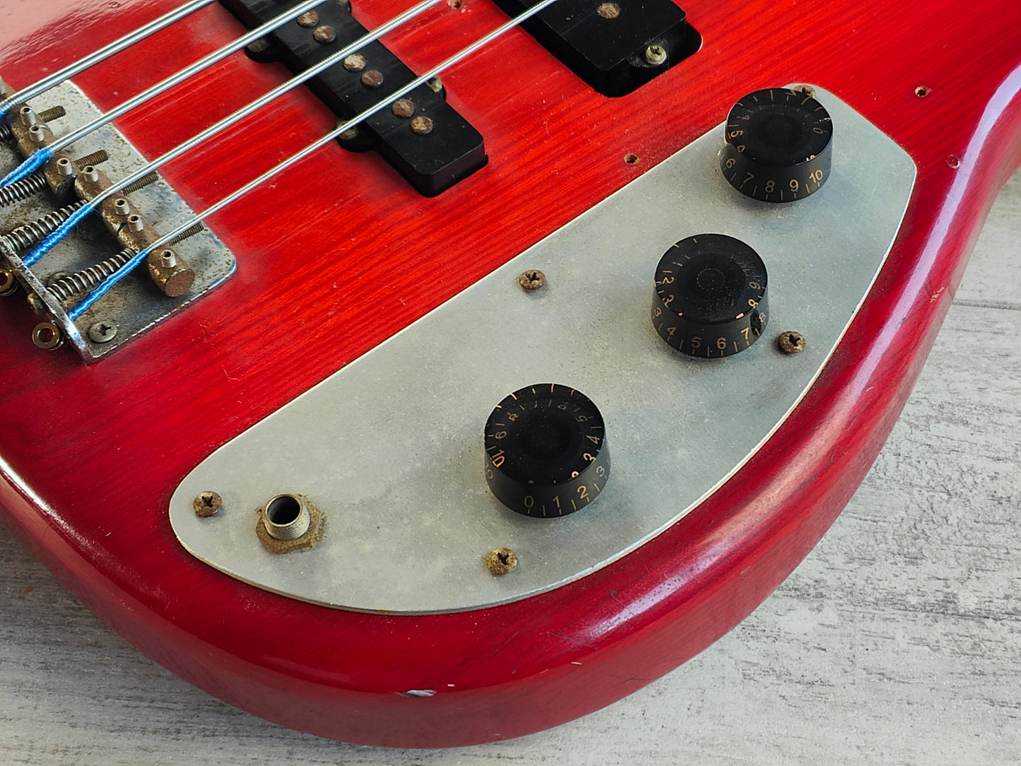 1980's ESP Japan Custom Order Fretless PJ Precision Bass (Transparent Red)