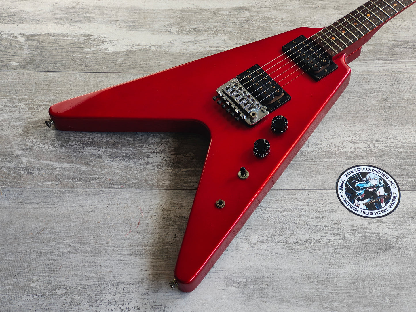 1984 Fernandes Japan BSV-55 Short Scale Flying V (Candy Apple Red)