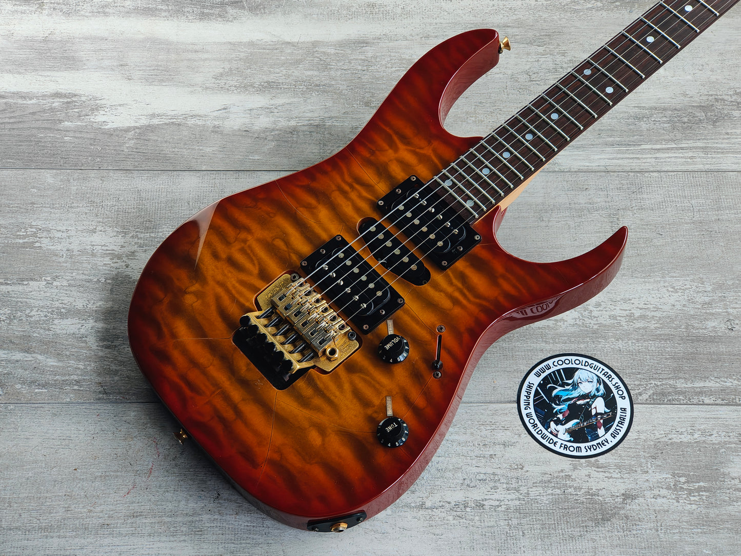 1993 Ibanez Japan RG370 HSH Superstrat (Quilted Amber Sunburst)