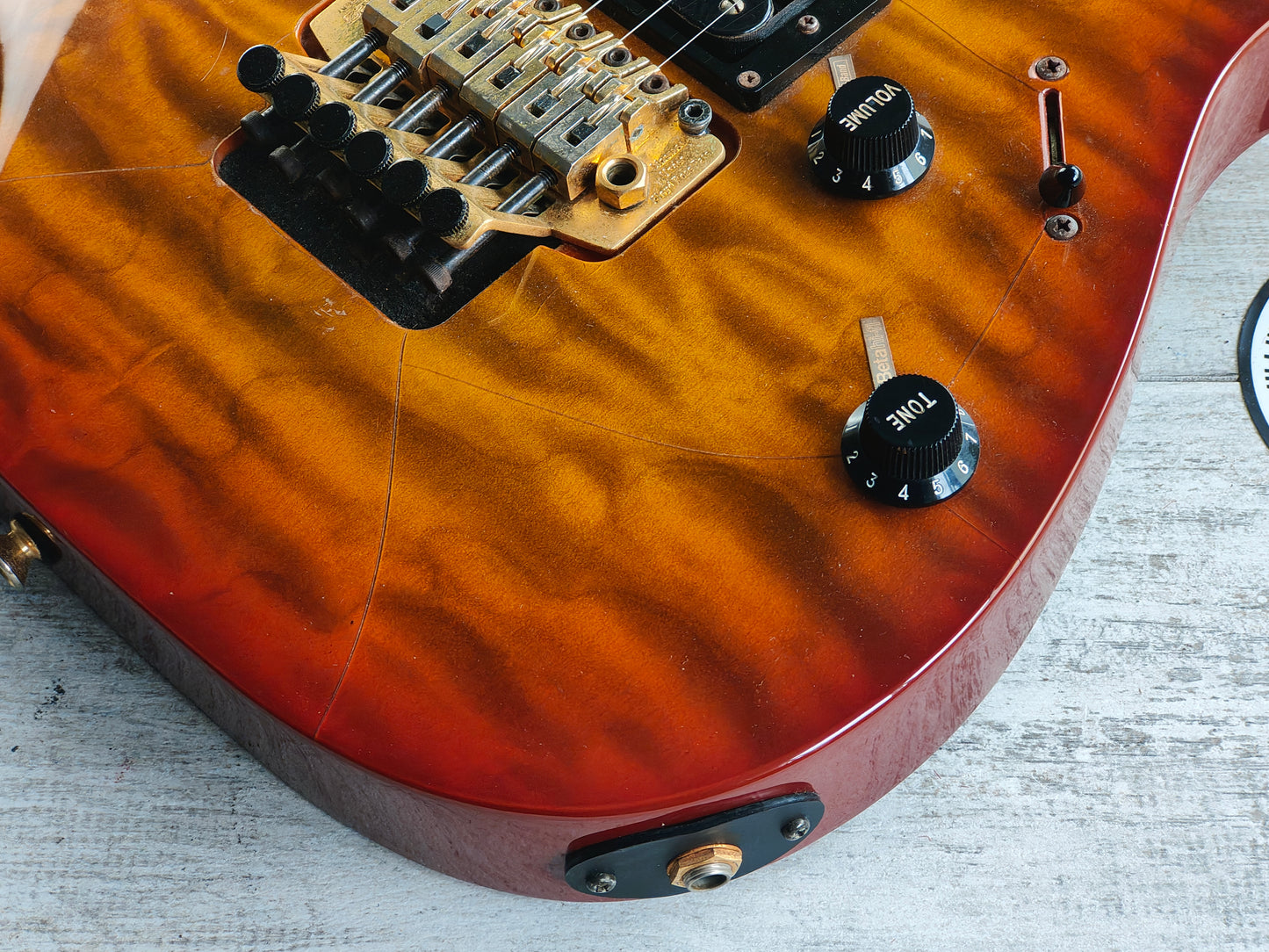 1993 Ibanez Japan RG370 HSH Superstrat (Quilted Amber Sunburst)