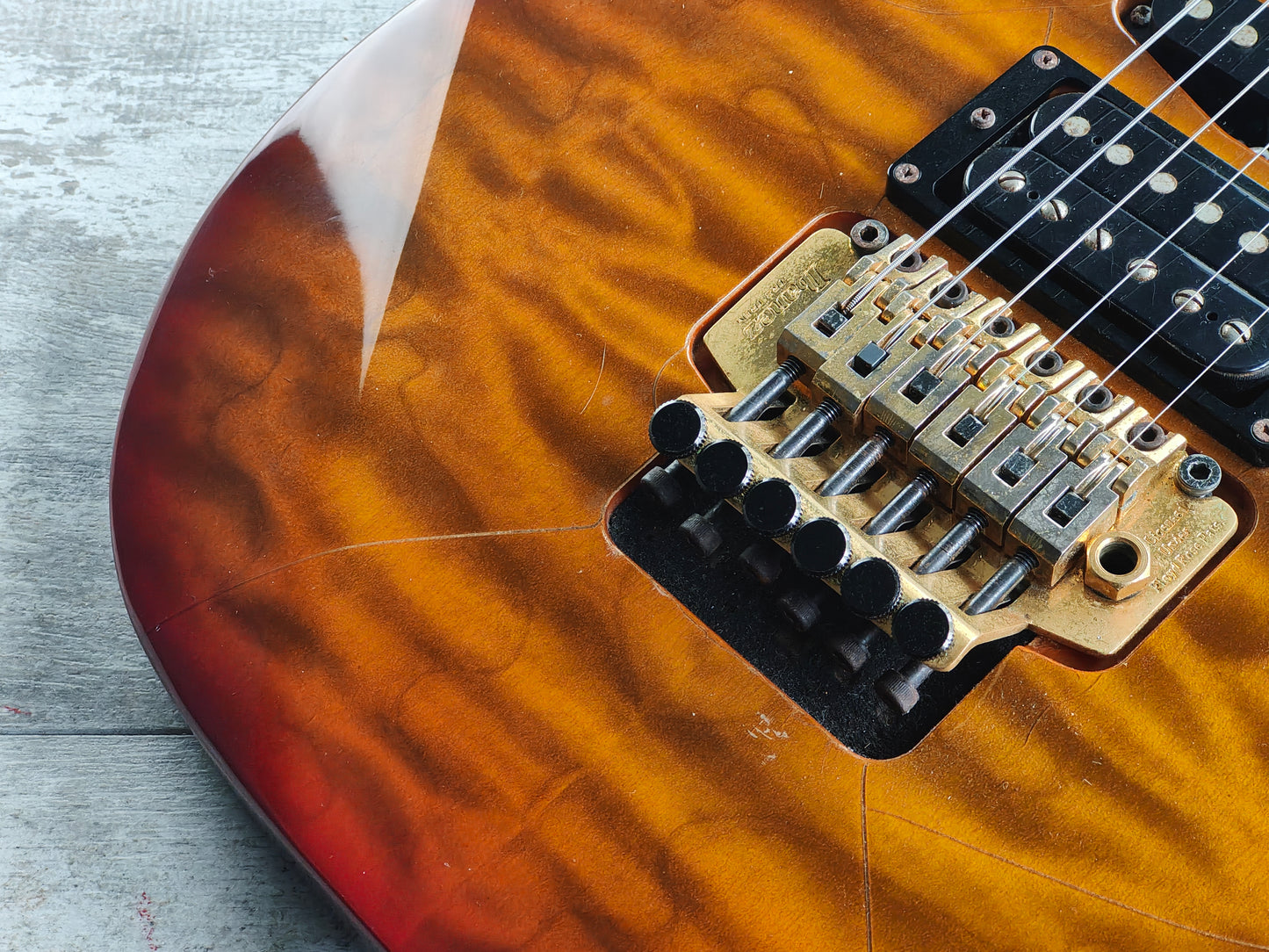 1993 Ibanez Japan RG370 HSH Superstrat (Quilted Amber Sunburst)