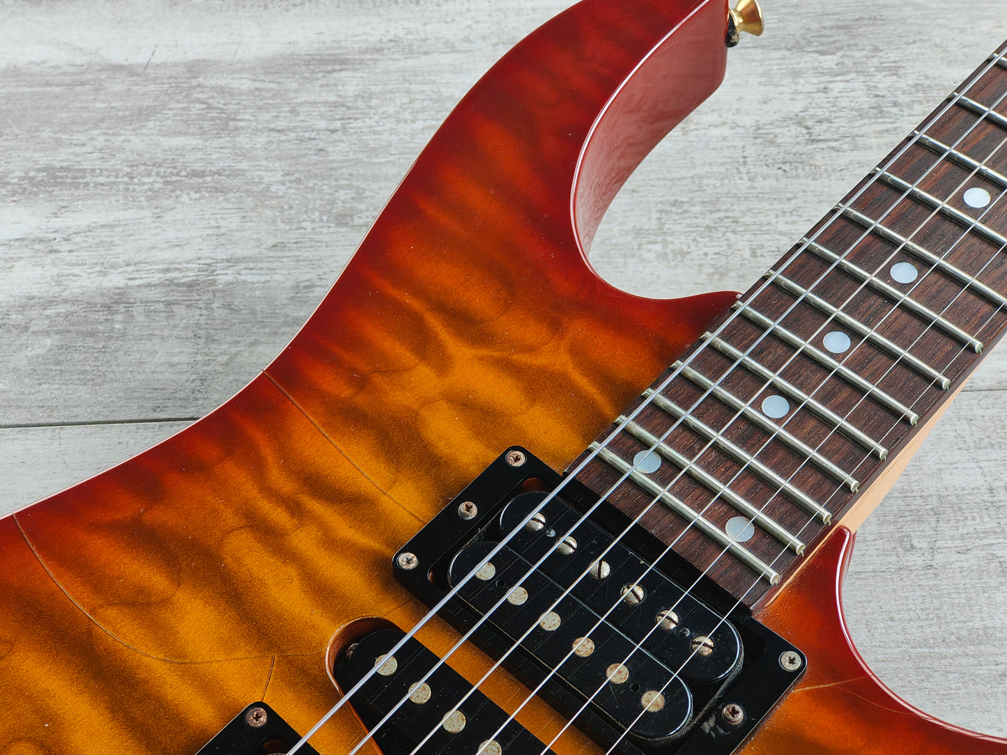 1993 Ibanez Japan RG370 HSH Superstrat (Quilted Amber Sunburst)