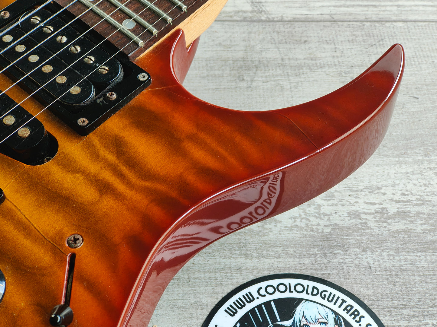 1993 Ibanez Japan RG370 HSH Superstrat (Quilted Amber Sunburst)