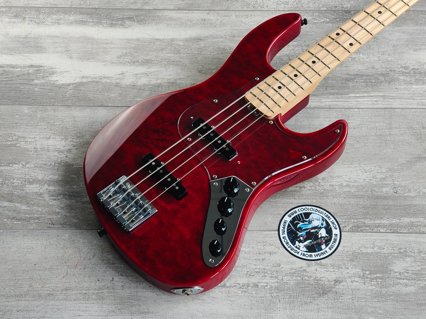 2013 Edwards Japan (by ESP) E-AM-128QM Jazz Bass (Black Cherry)