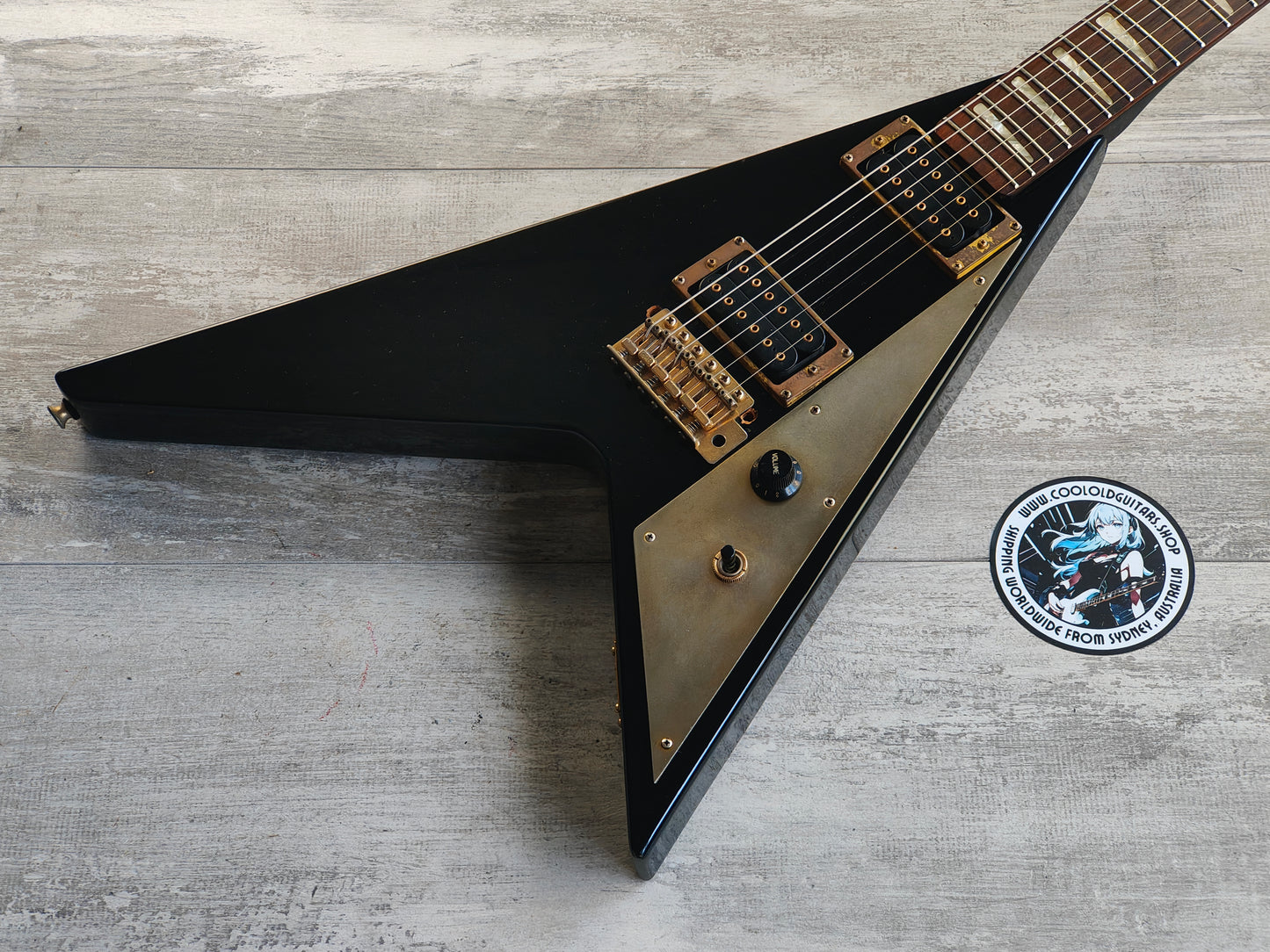 1983 Aria Pro II Japan RR-XX Randy Rhoads Flying V (Black & Gold)