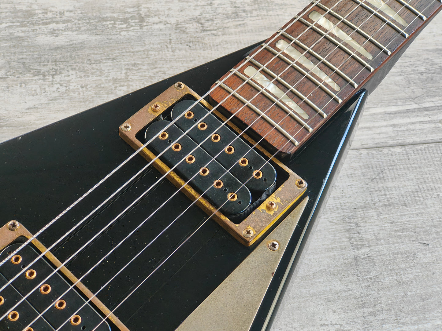 1983 Aria Pro II Japan RR-XX Randy Rhoads Flying V (Black & Gold)