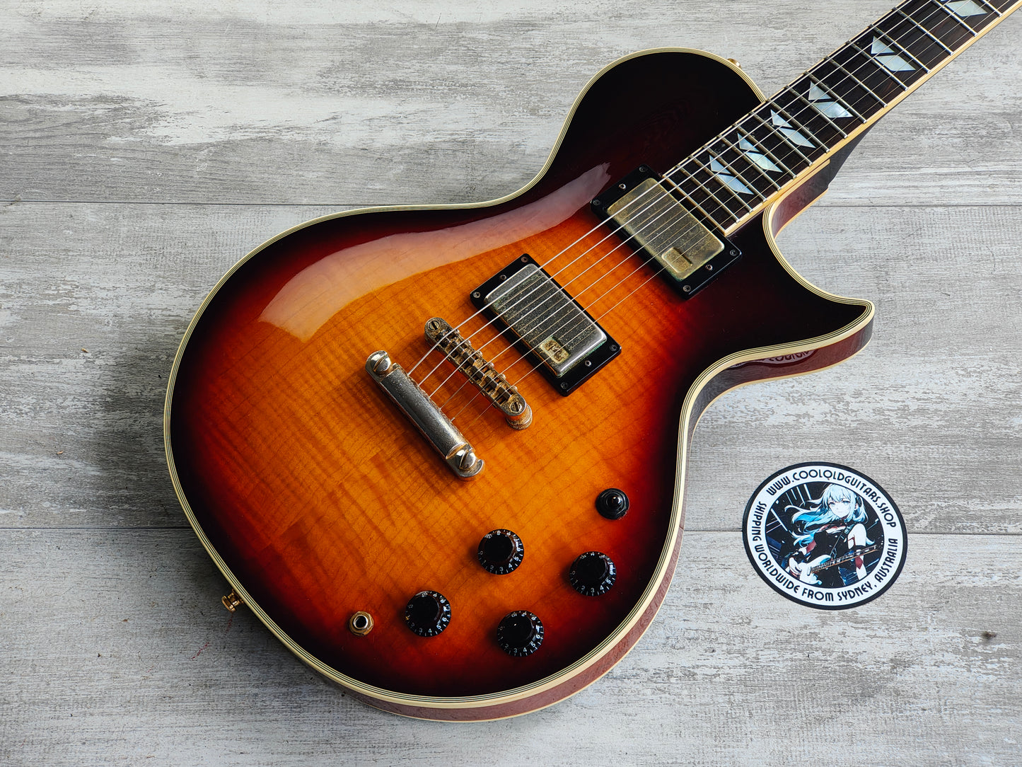 1997 Burny Japan LS-135 Single Cutaway (Flamed Brown Sunburst)