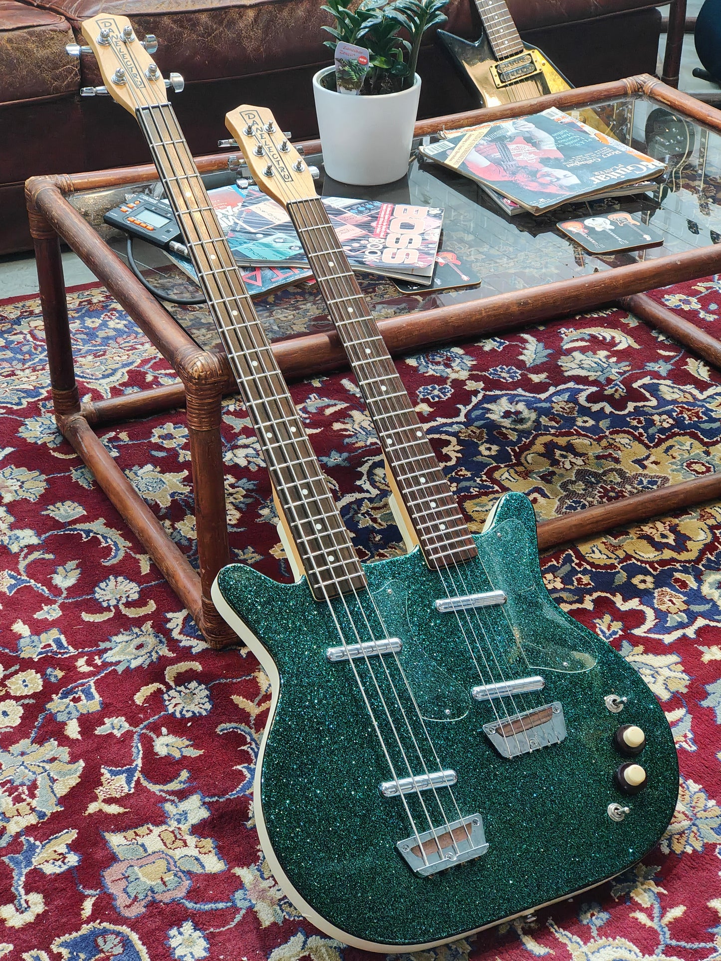 2000's Danelectro '59 Doubleneck 6/4 Guitar & Bass (Sparkle Green)