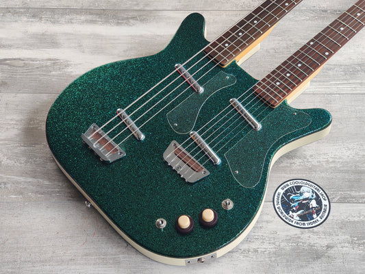 2000's Danelectro '59 Doubleneck 6/4 Guitar & Bass (Sparkle Green)