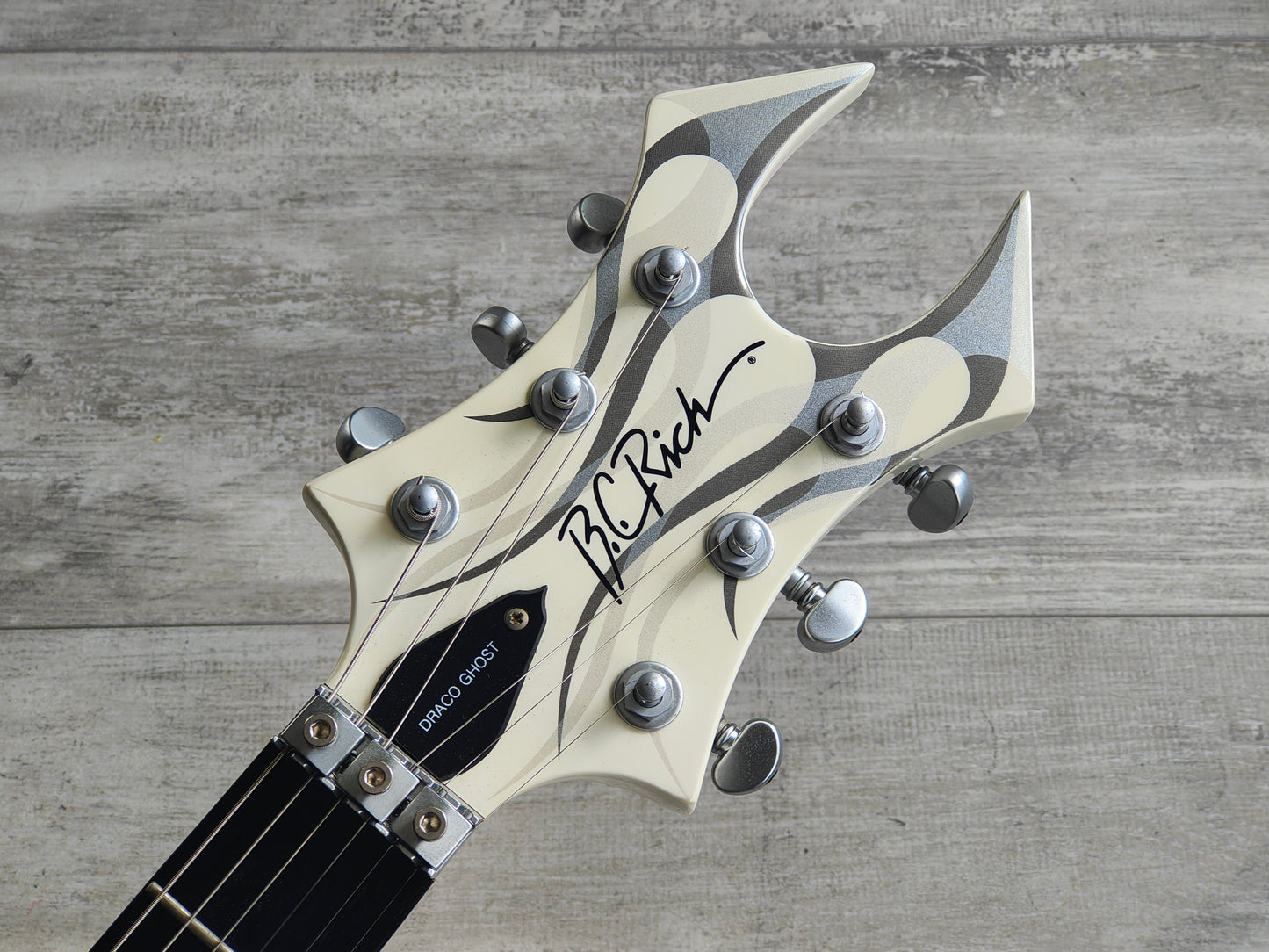 2011 BC Rich Limited Edition Draco Ghost Flame Flying V