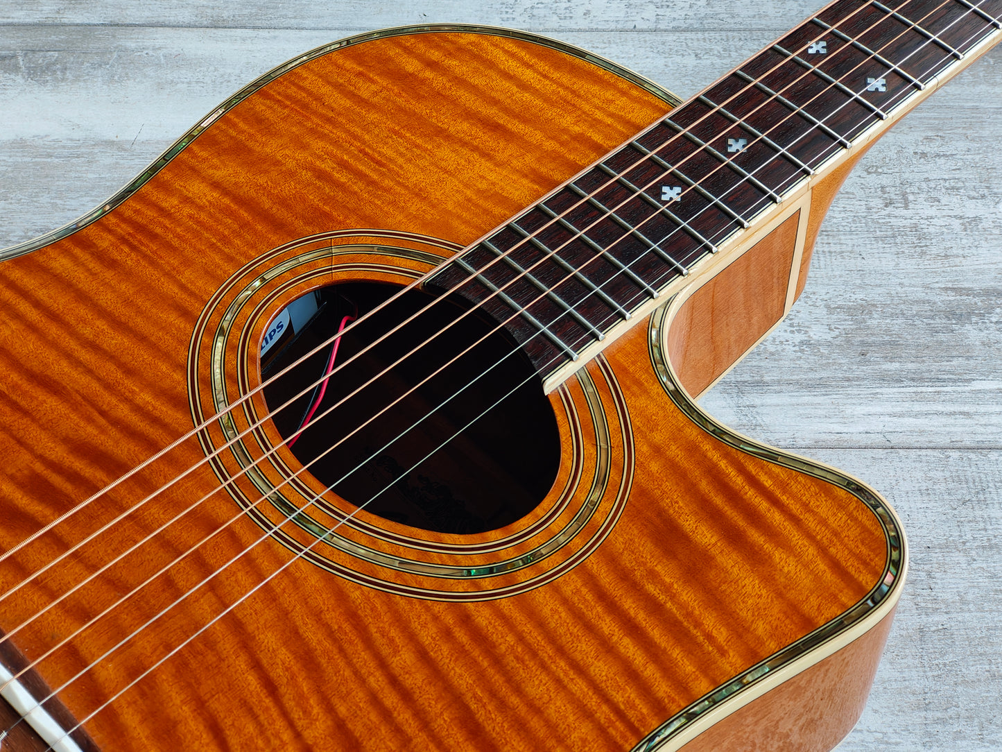 1990 Fender Korea Montara Electric Acoustic Guitar (Flamed Amber)