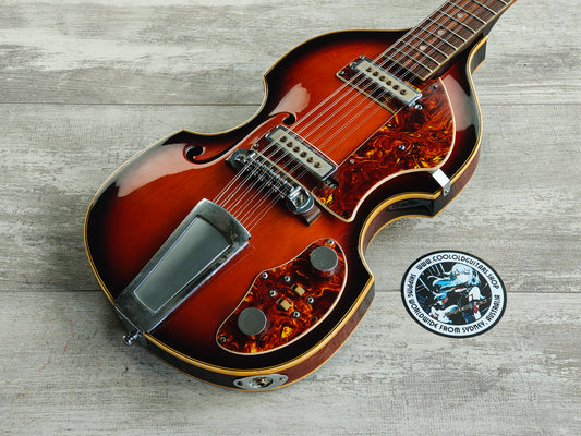 1967 Guyatone Japan V-12 12-String Violin Semi Hollowbody Guitar (Sunburst)