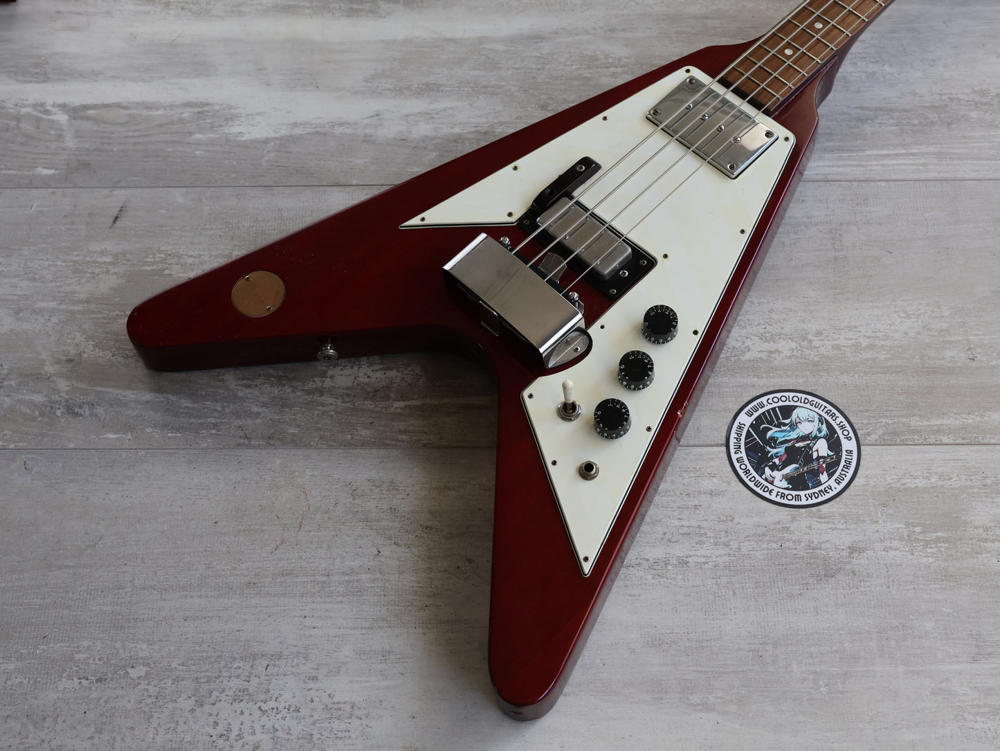 1973 Greco Japan FVB-900 Flying V Bass (Cherry Red)