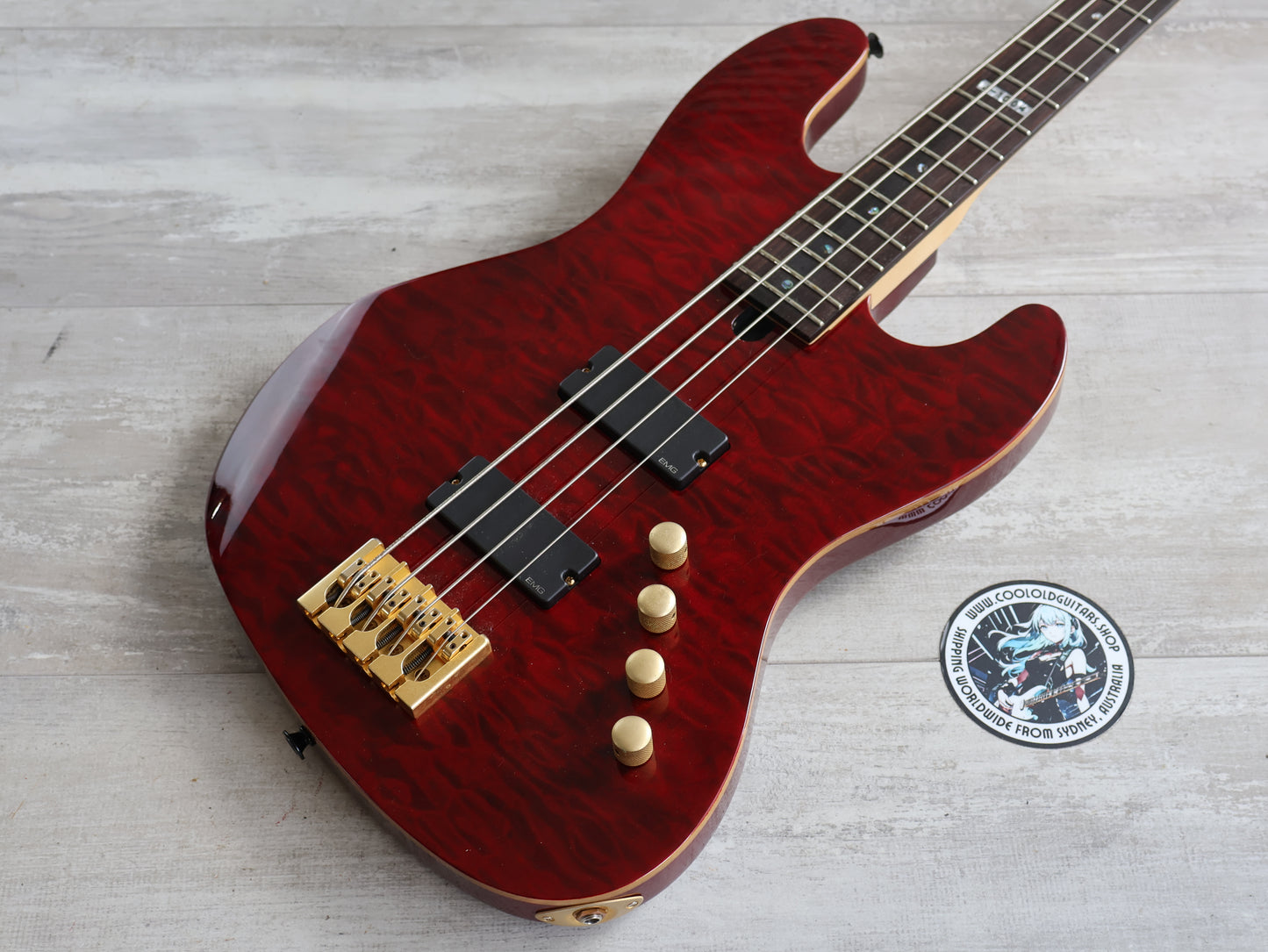 2004 LTD (by ESP) J-1004 Jazz Bass w/EMG's (Satin Red Quilt)