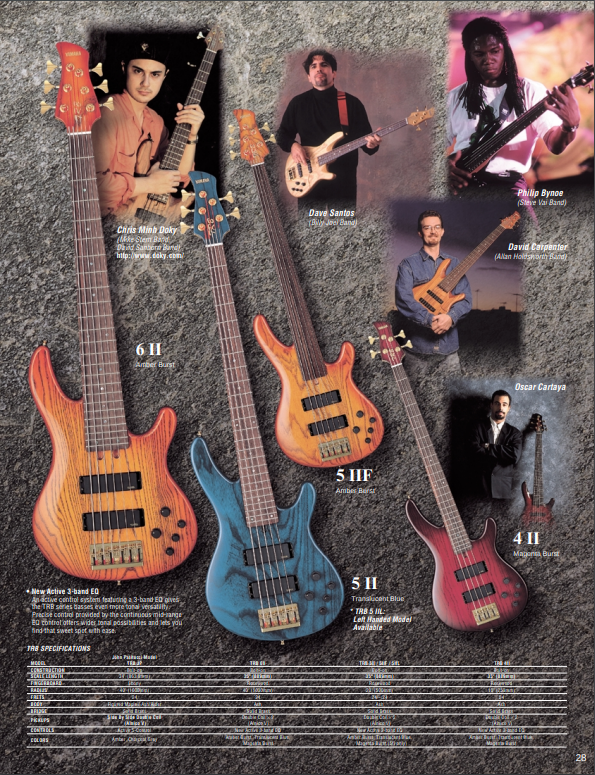 1999 Yamaha Japan TRB-5II 5-String Active Bass (Magenta Burst)