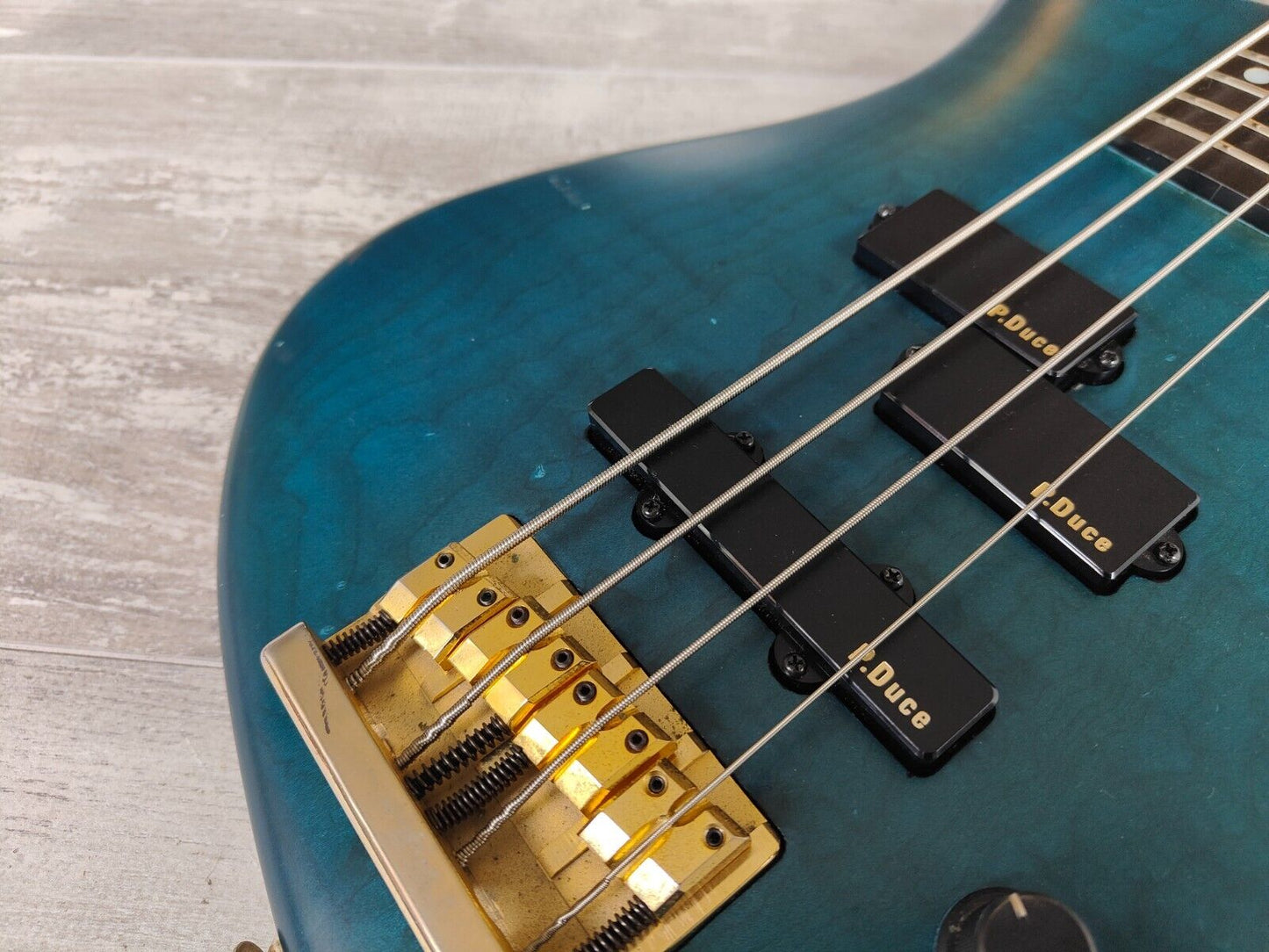 1989 Greco Japan PXB-100 Phoenix (Warwick Style) PJ Bass (Transparent Blue)