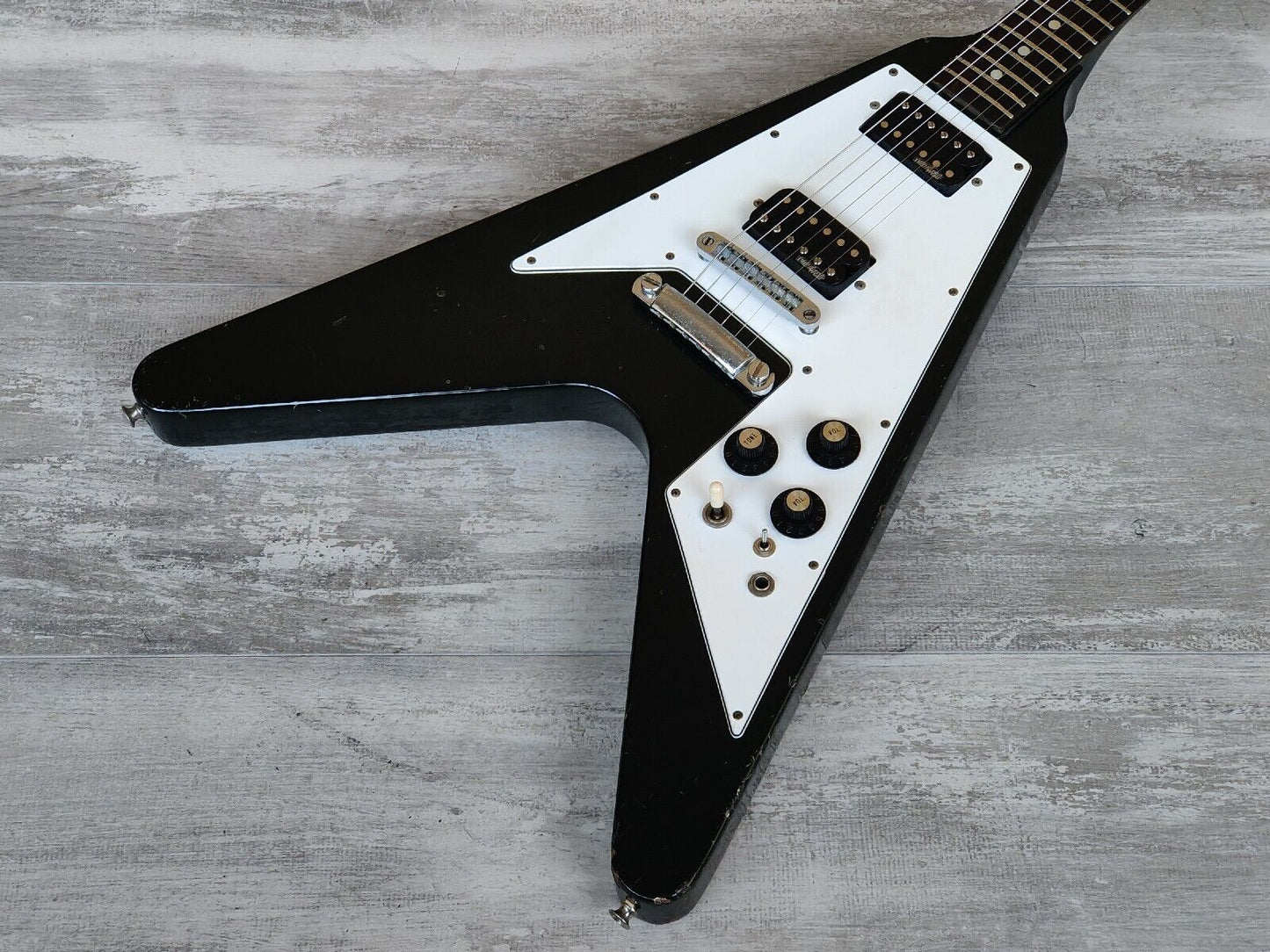 1977 Greco Japan FV-600 '67 Reissue Flying V (Black)