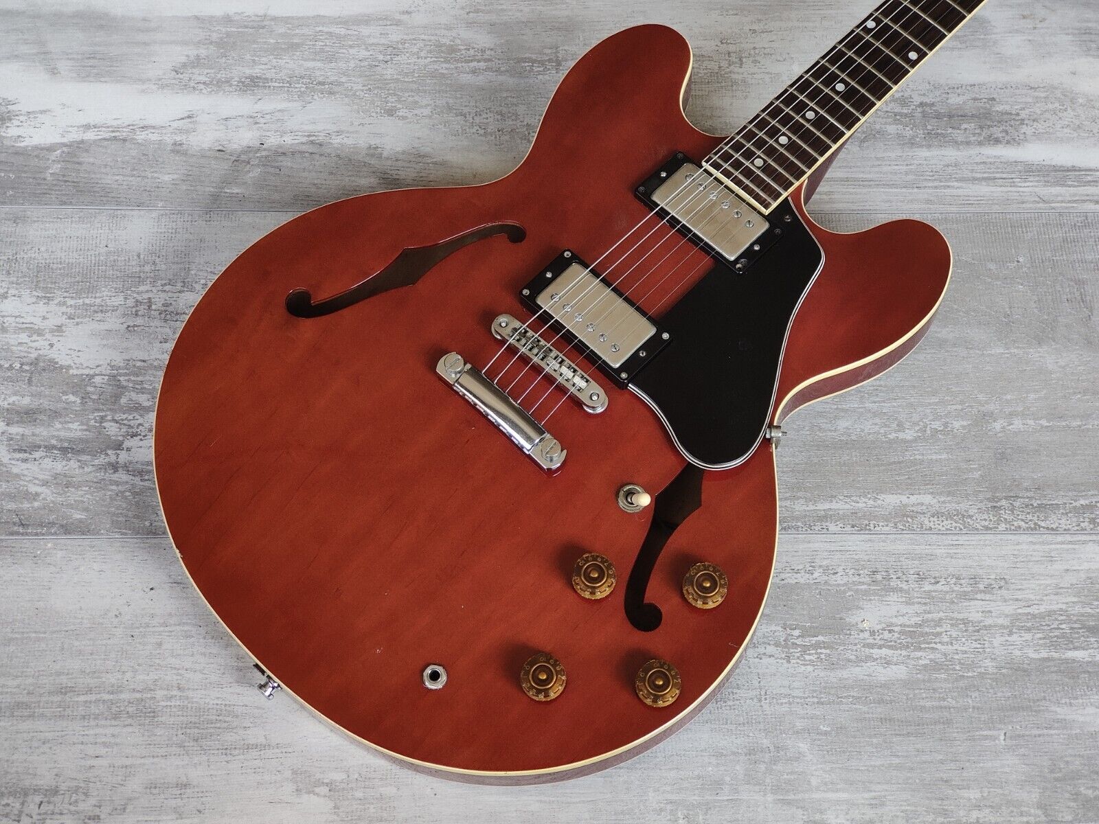 1988 Burny Japan RSA-70 Semi Hollowbody Electric Guitar (Cherry Red)